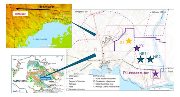 Principle porphyry copper-gold plays in Kazakhstan and IGs areas of interest